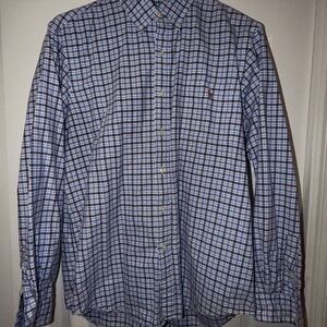 Ralph Lauren Men's Blue Plaid Long Sleeved Shirt